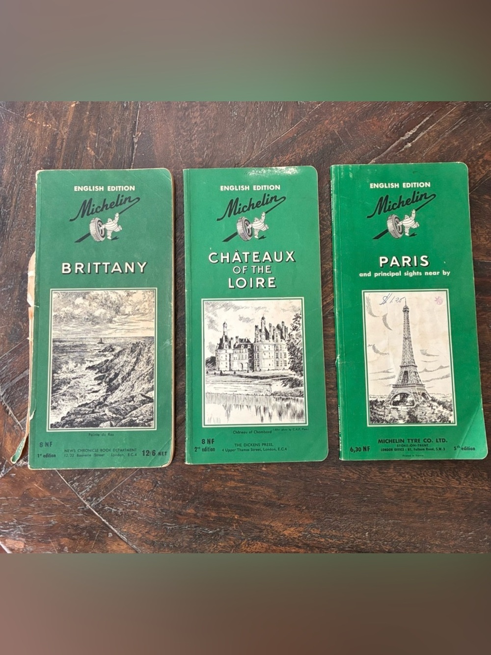 Mid century Michelin Green Guides - set of 3